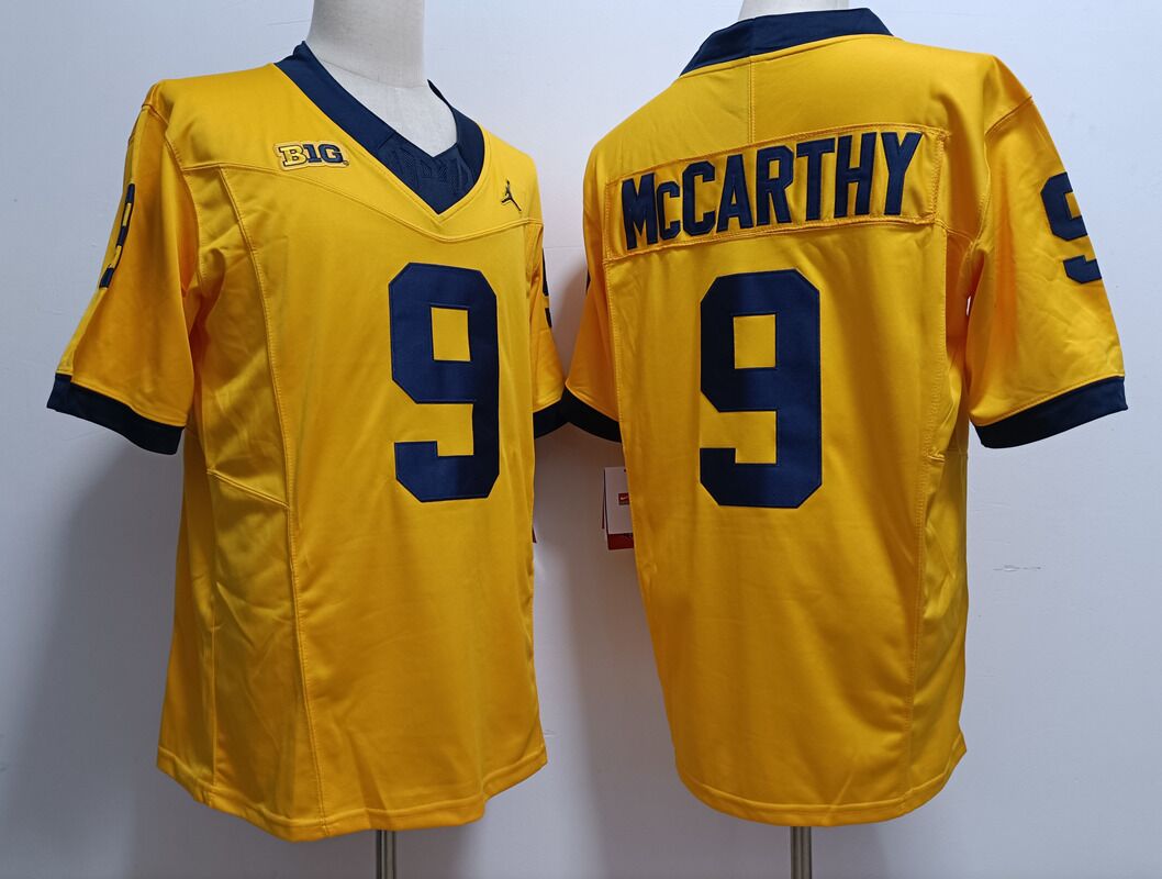 Men's Michigan UM Yellow 2023 durabl None #9 alternate jersey Jersey