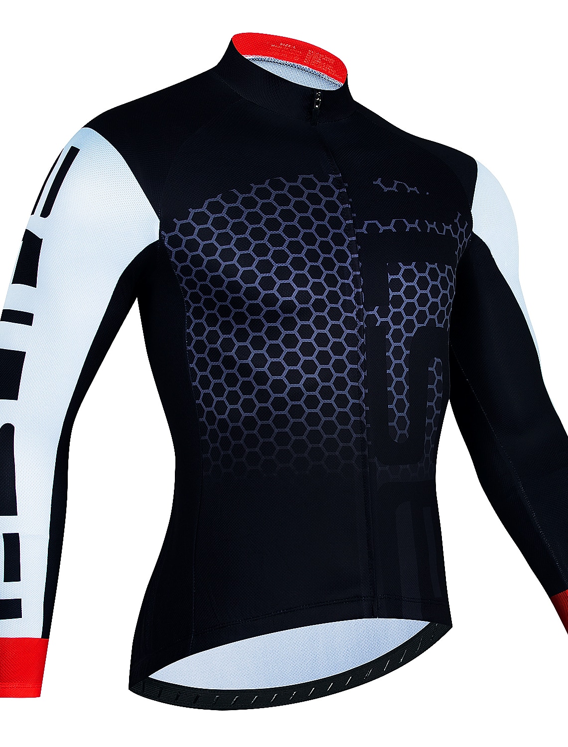 Men's Cycling Jersey Honeycomb Long Sleeve Bike Jersey Top with 3 Rear Pockets Mountain Bike MTB Road Bike Cycling Quick Dry Reflective Strips Back Pocket Moisture Wicking Sports Black White Red