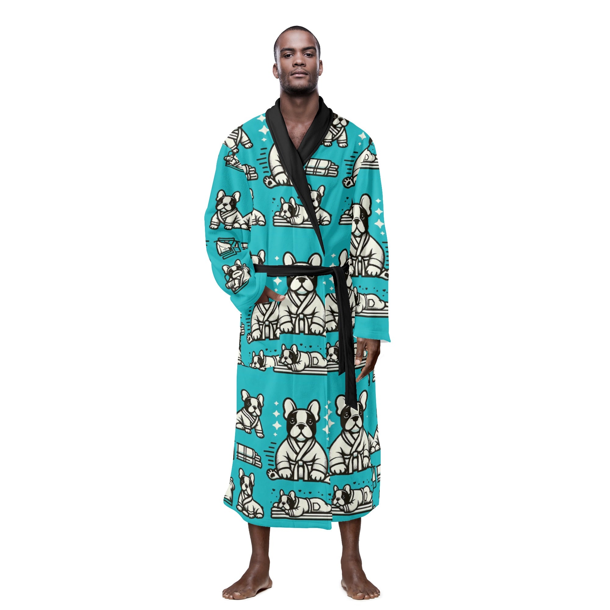 Comfortable Culture-Inspired Joey - Men Bathrobe for Dog Owners Durable