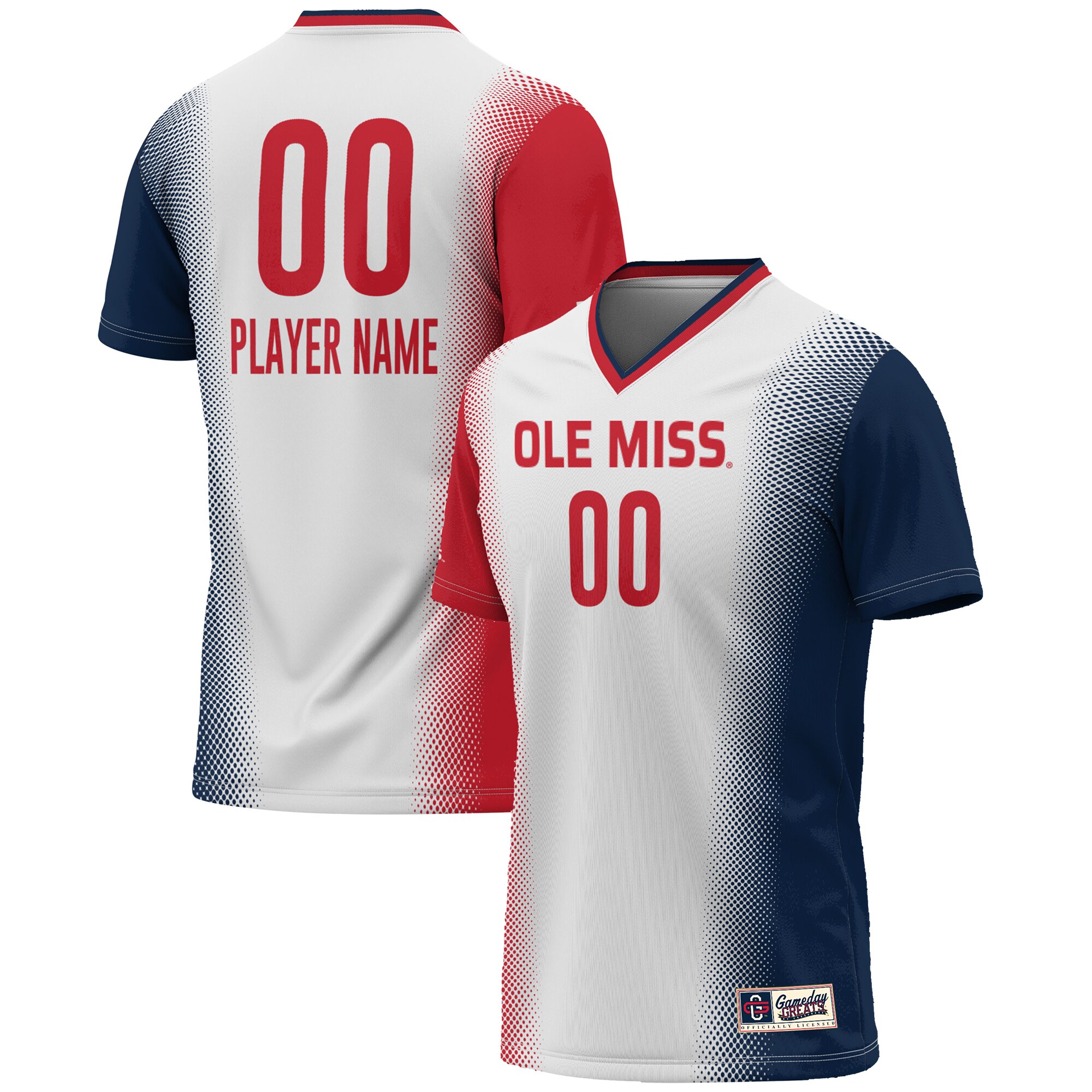[LK] Ole Miss Rebels GameDay Greats Unisex NIL Pick-A-Player Lightweight Women's Soccer Jersey - White