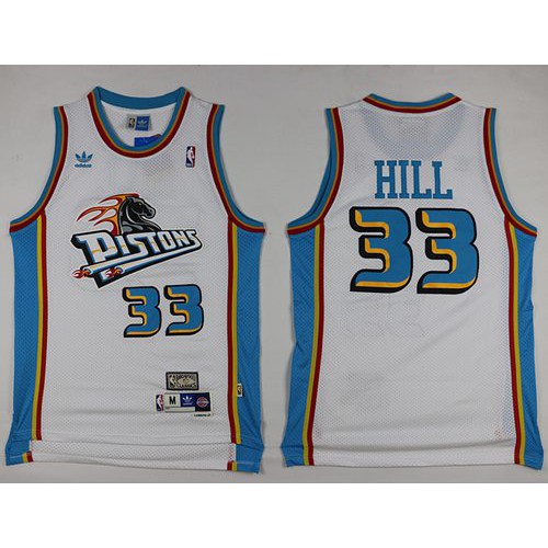 Detroit Pistons #33 Grant Hill White Throwback Stitched NBA Jersey Mens