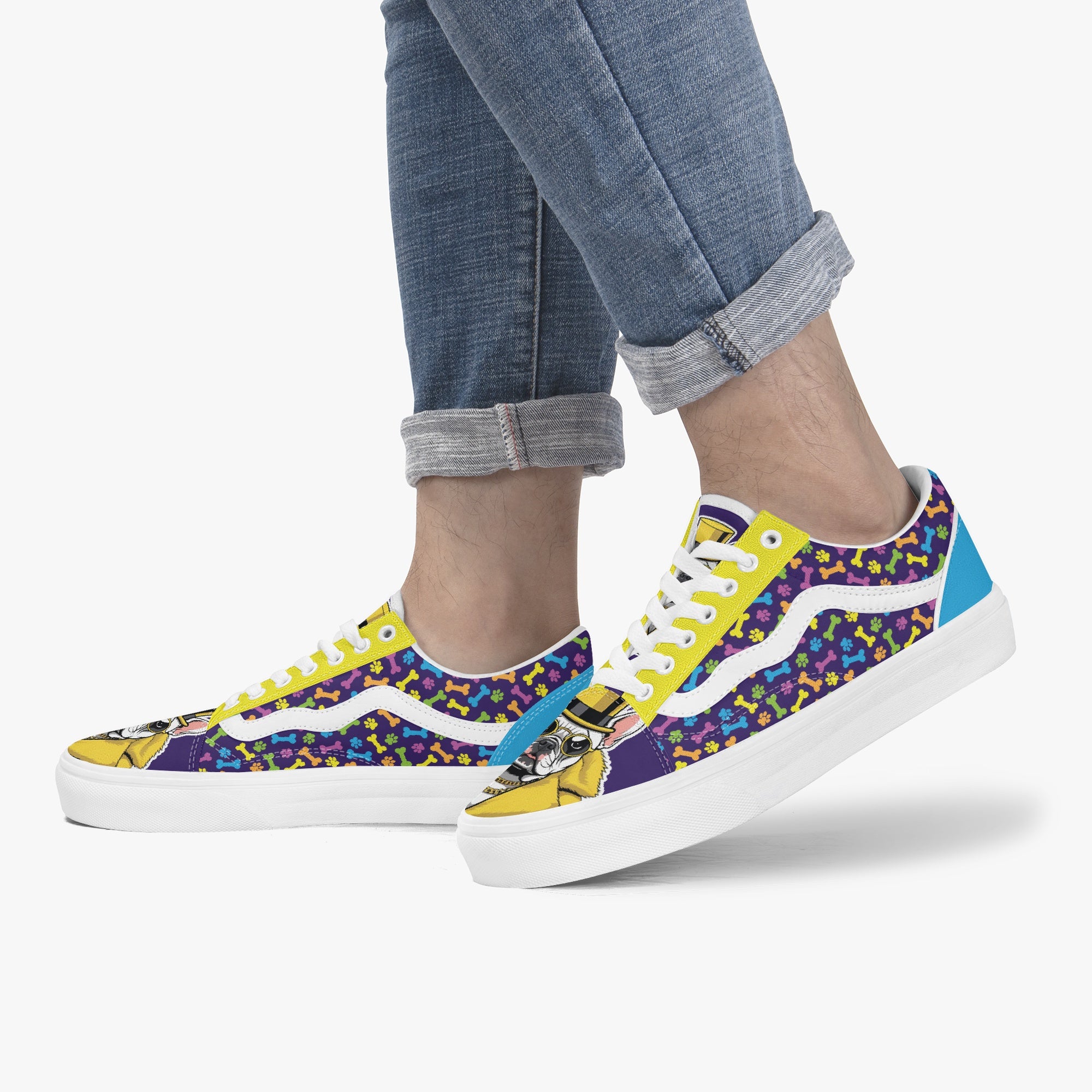 French Bulldog Lover Papi Trendy Low Top Canvas Sneakers Casual Footwear