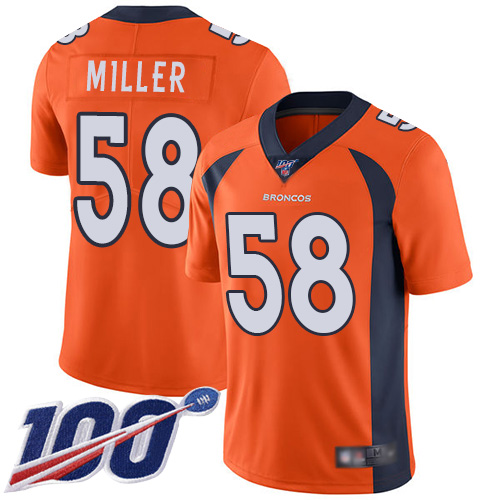 NFL W D B Broncos Von Miller #58 Limited Orange Authentic Jersey