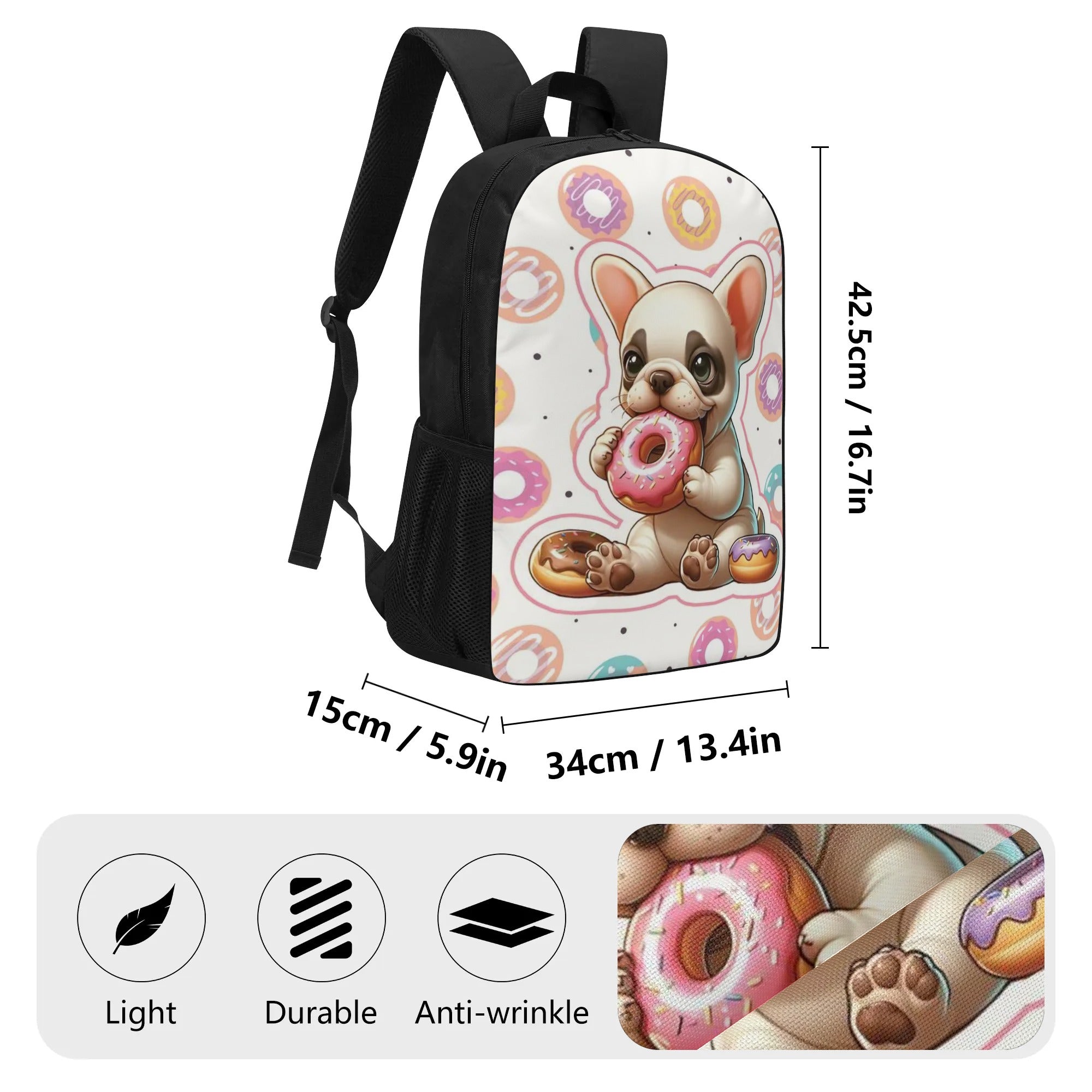 Durable Premium Betty - Bulldog 17 Inch Backpack Indoor Use