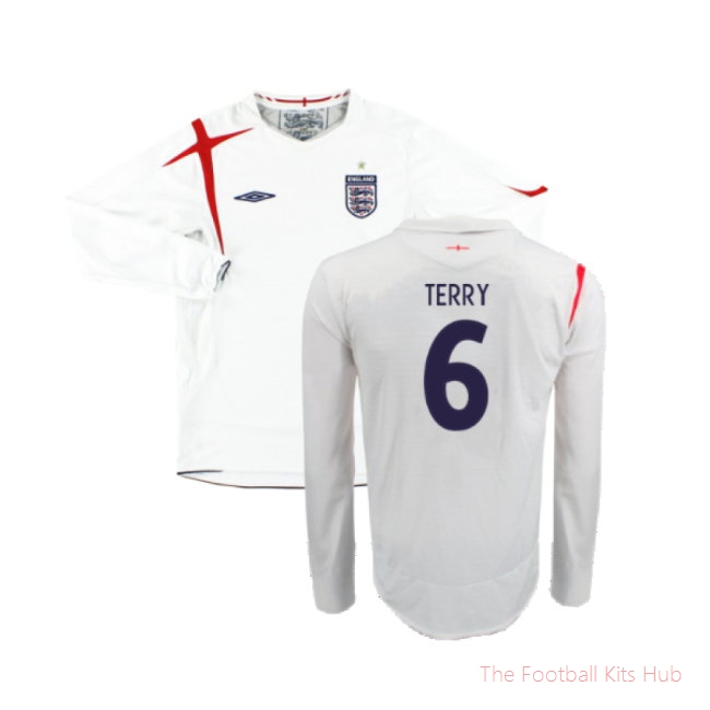 England 2005-07 Home Long Sleeve Shirt (XL) (Very Good) (TERRY 6)