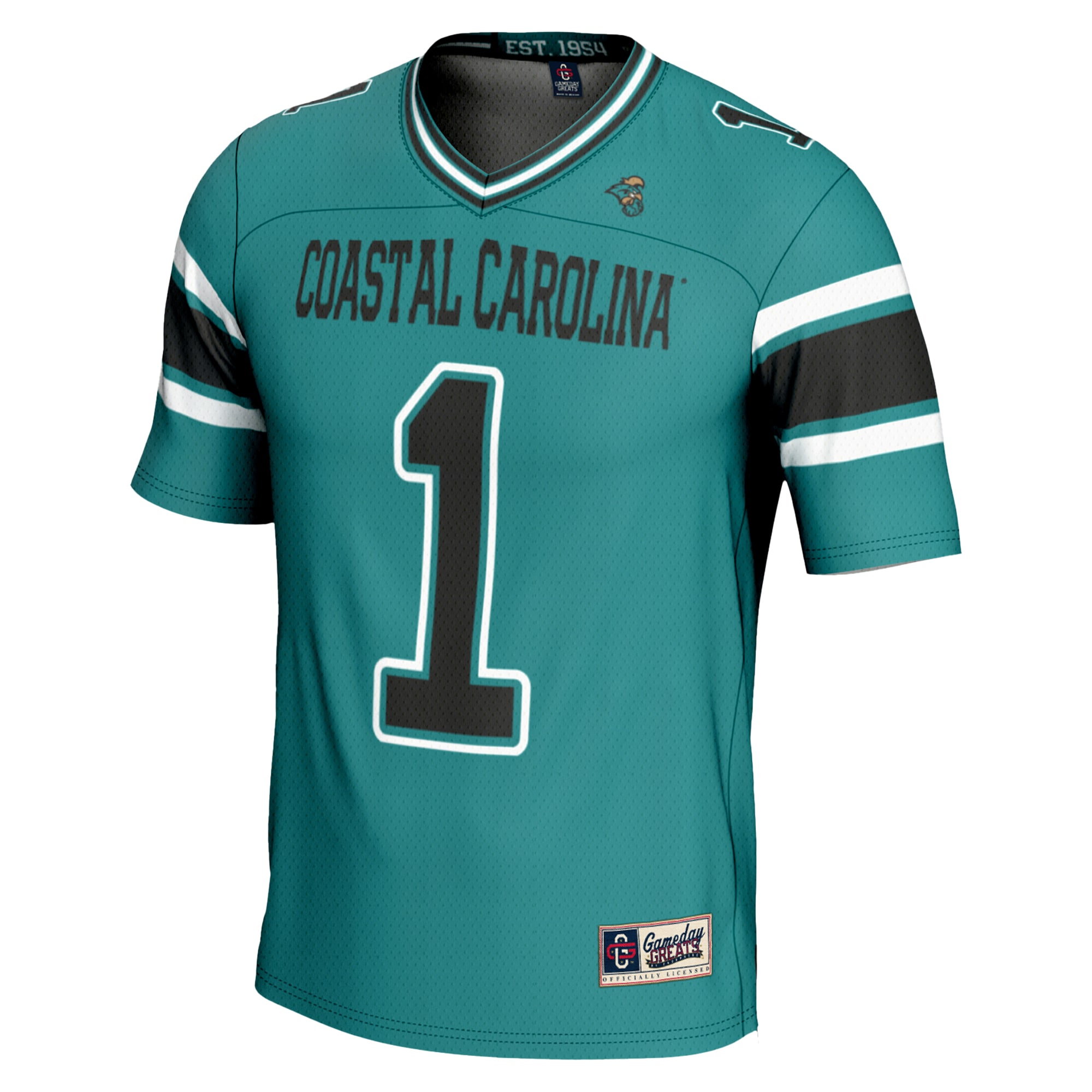 #1 Coastal Carolina Chanticleers GameDay Greats Youth Endzone Football Jersey - Teal