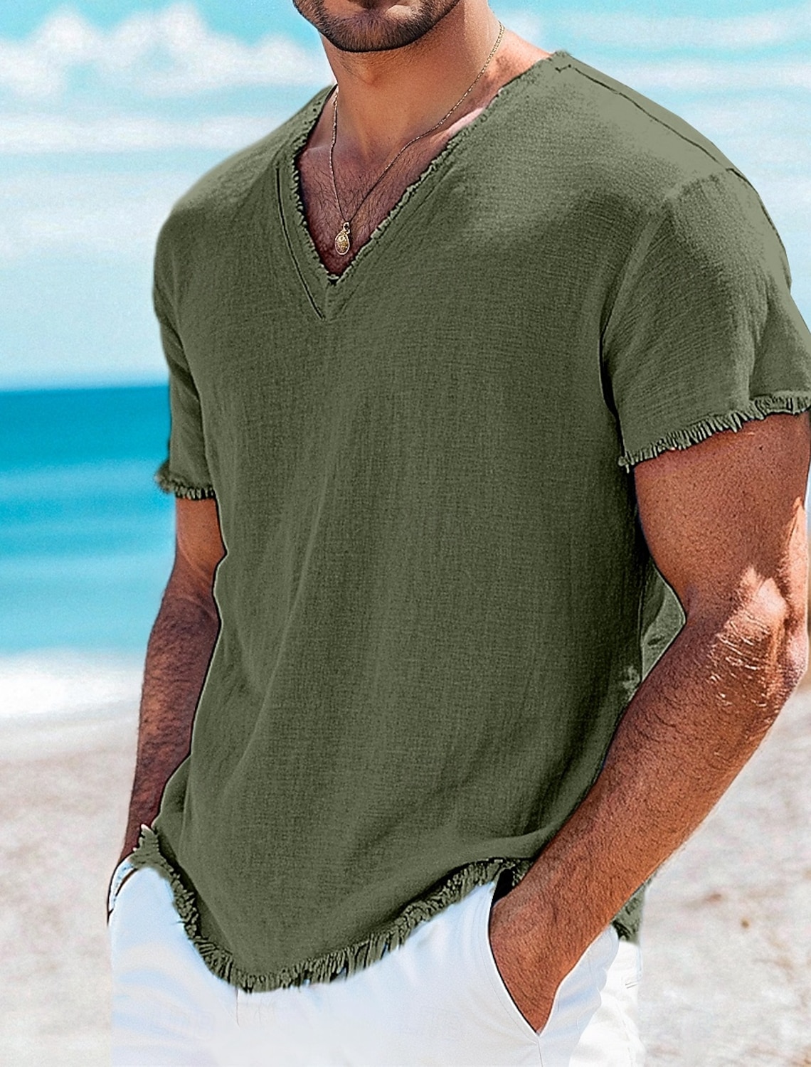Men's Henley Shirt Tee Top Linen T-Shirt Long Sleeve Solid Color Plain
