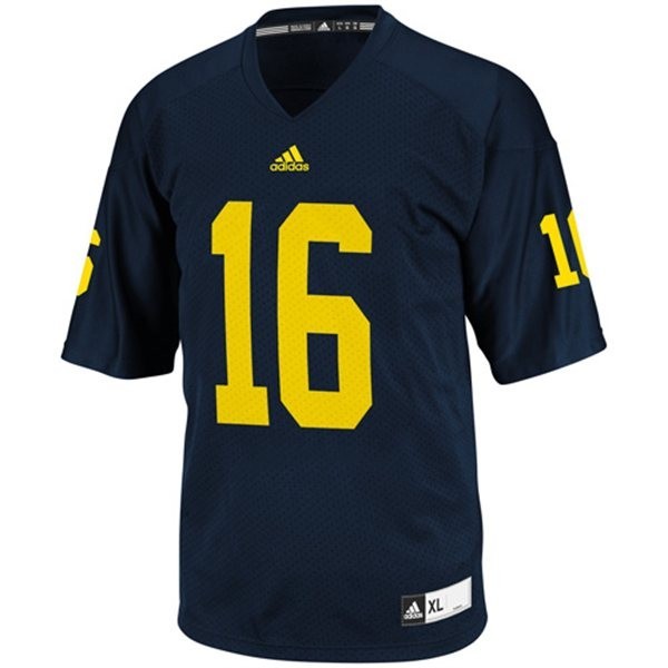 Blue Michigan Wolverines #16 Adidas Youth Blue Official Replica Jersey