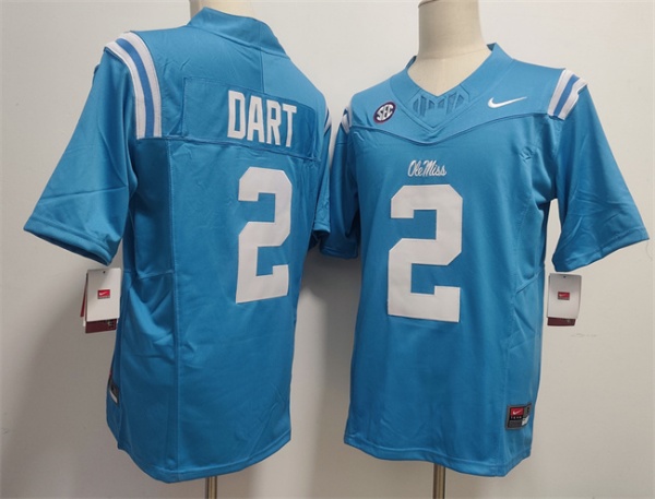 team authorized Men's None Jaxson Dart #2 Blue 2024 Football Jersey