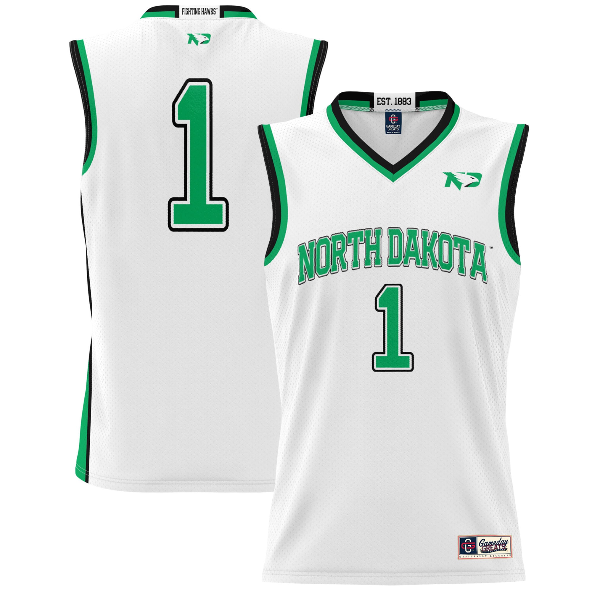 [NJP] North Dakota GameDay Greats Lightweight Basketball Fashion Jersey - White