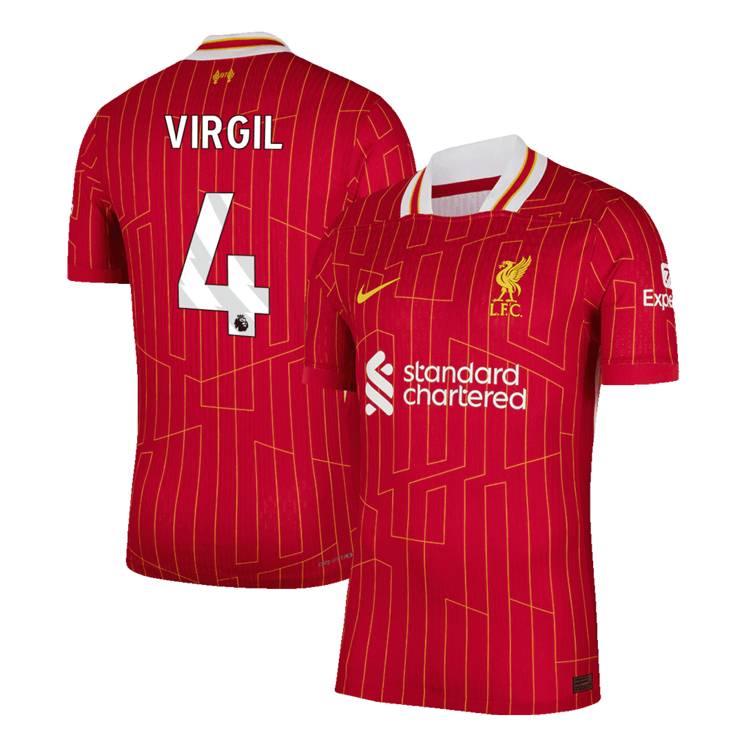 Player Version VIRGIL #4 Liverpool Home Soccer Jersey 2024/25Authentic
