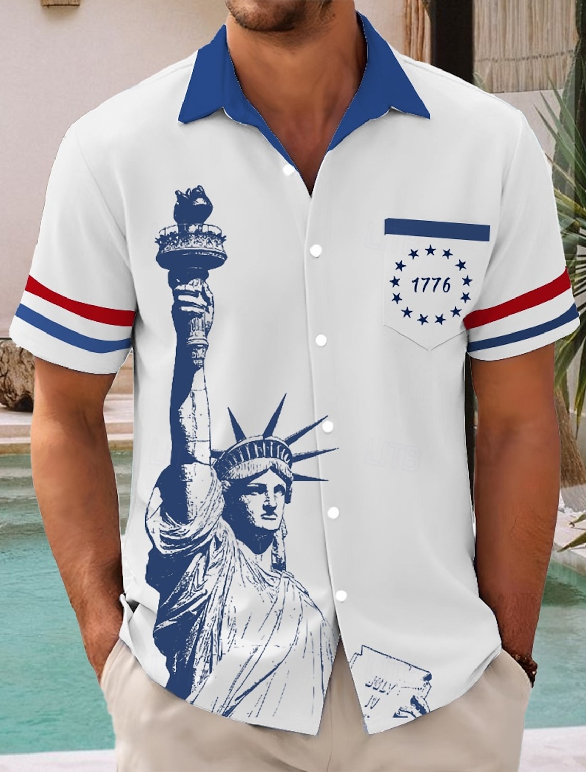 Men's 4th of July U.S. 250th Anniversary American Flag Independence Day Shirt Casual Shirt Button Up Shirt Short Sleeve Army Militray Outdoor Streetwear Vacation Summer Spring Turndown 3D Print