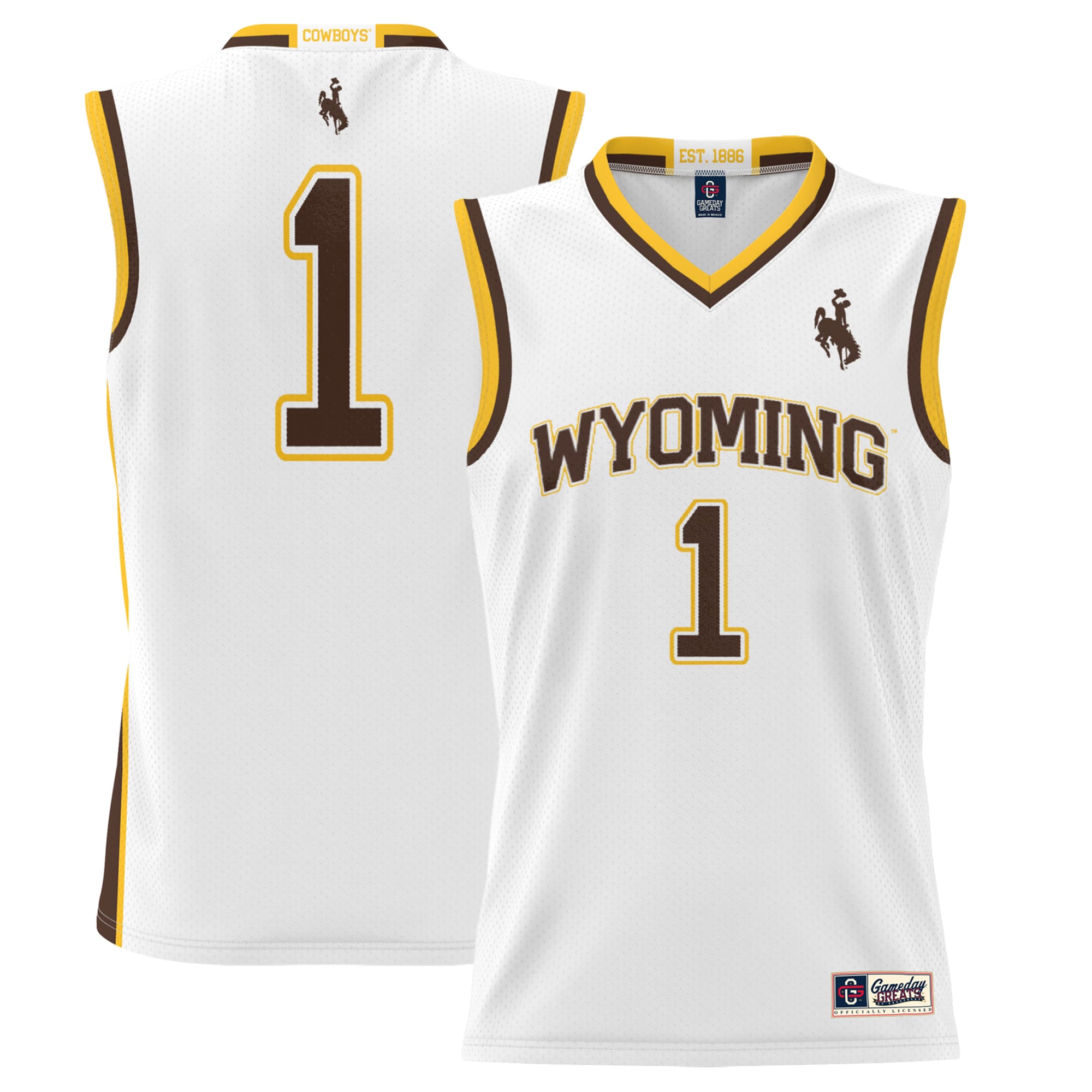 [NJP] Wyoming Cowboys GameDay Greats Youth Lightweight Basketball Jersey - White