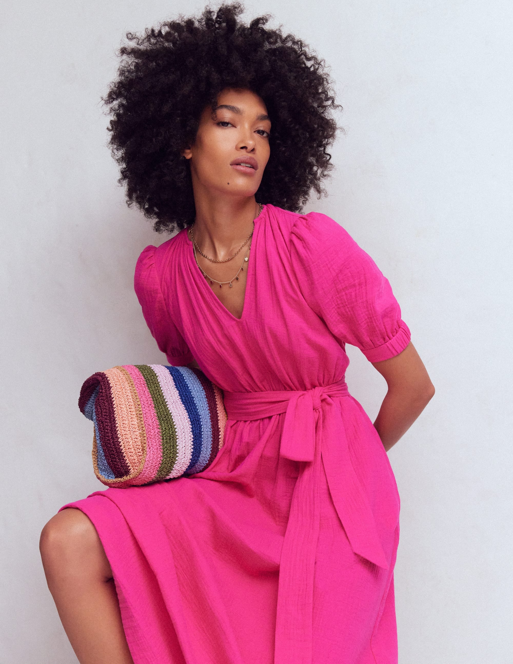 Double Cloth Puff Sleeve Dress