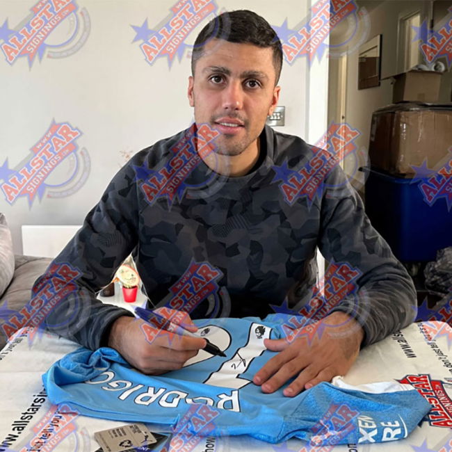 Licensed Manchester City FC Rodri & Gundogan Signed Shirts & Medal ...