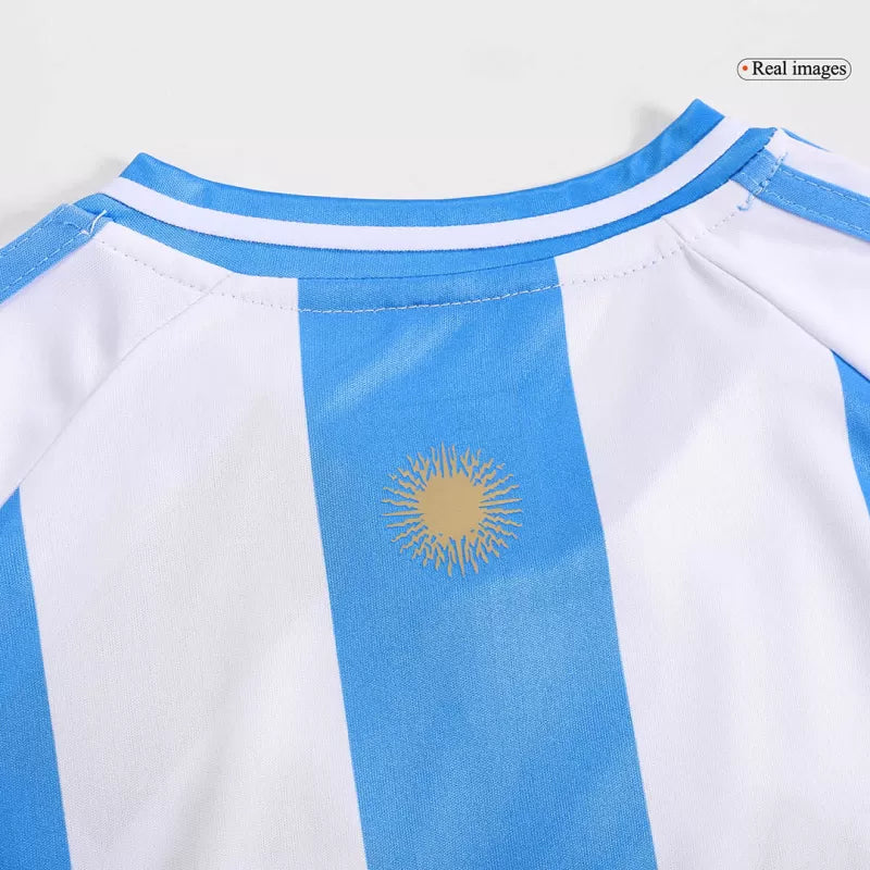 Argentina Home Kids Soccer Jerseys Kit Copa America 2024 Authentic Kit