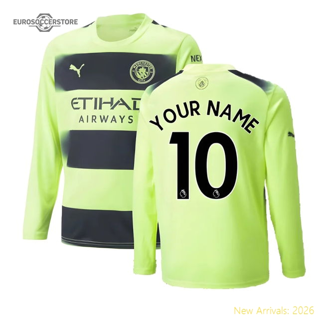 Premium 2022-2023 Man City Long Sleeve Third Shirt (your Name)