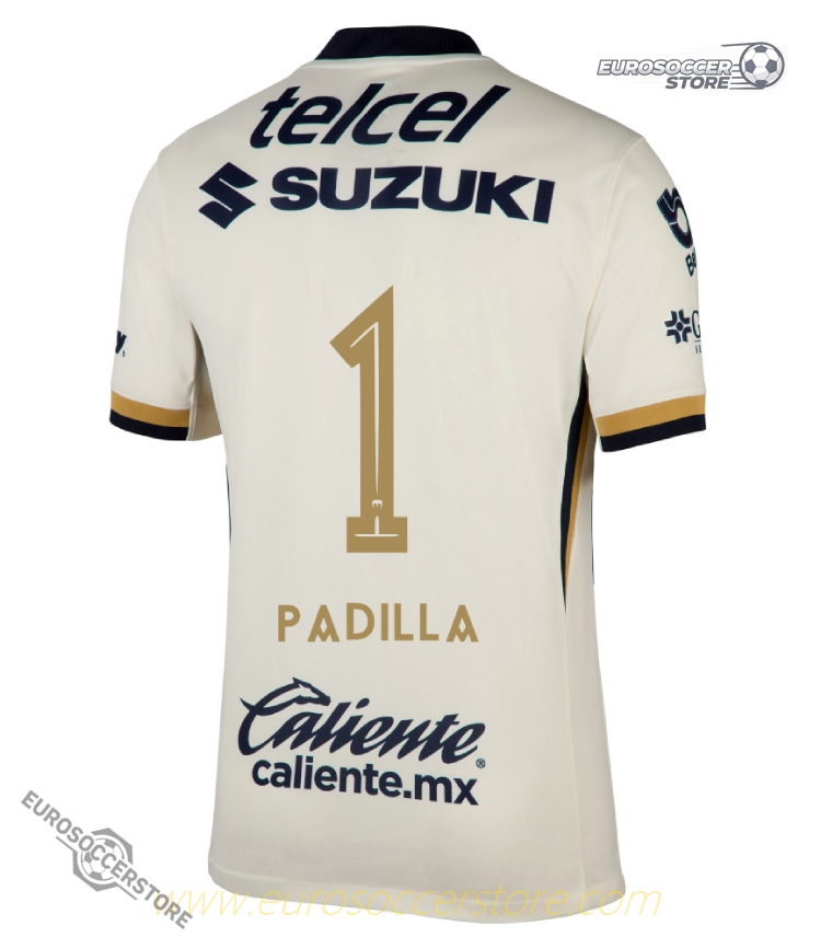 Pumas UNAM 25-26 Season Home Jersey Featuring PADILLA Number 1