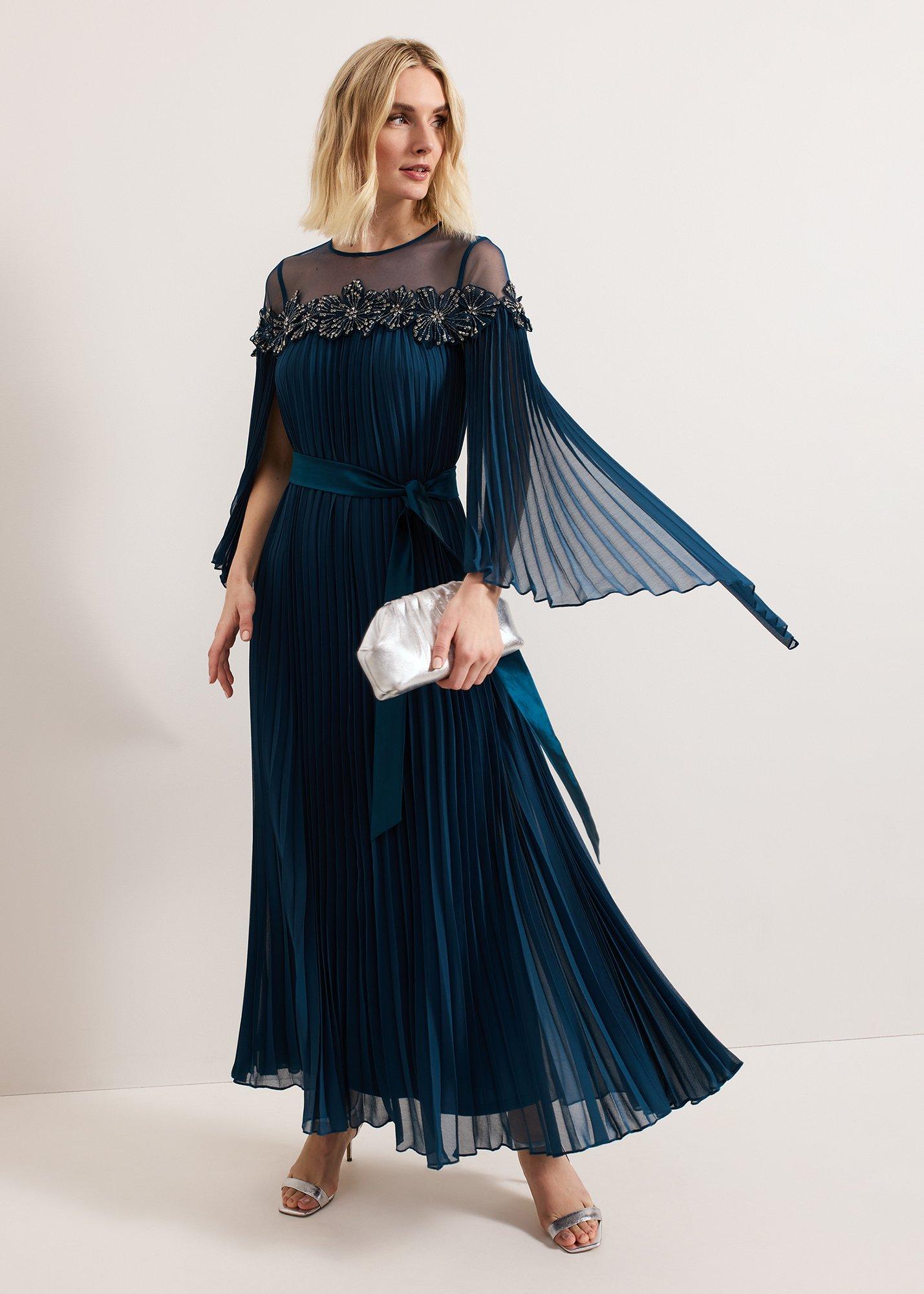 Mavery Beaded Pleated Maxi Dress