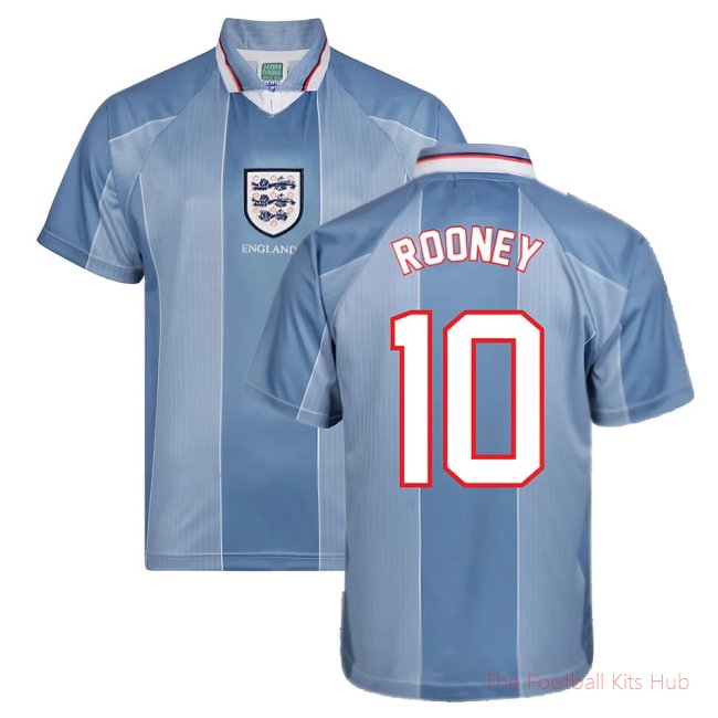 Score Draw England 1996 Away Euro Championship Retro Football Shirt (ROONEY 10)