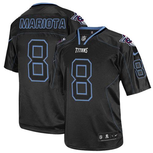 Official NFL T T Titans #8 Marcus Mariota Black Lights Out Jersey