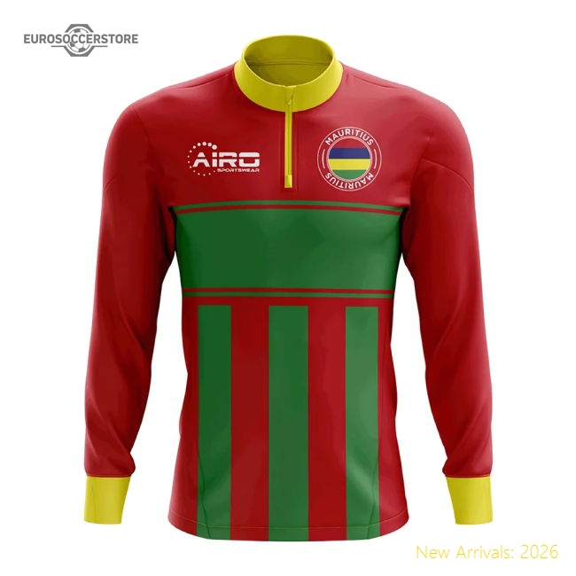 Mauritius Concept Football Half Zip Midlayer Top (Red-Green)