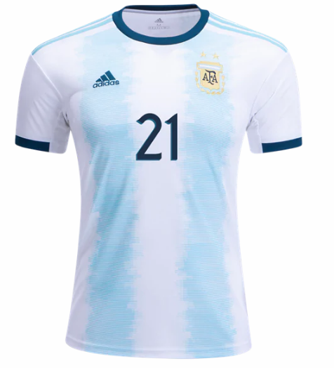 2019-20 ARGETINA HOME SOCCER JERSEY SHIRT PAULO DYBALA 21 - Official