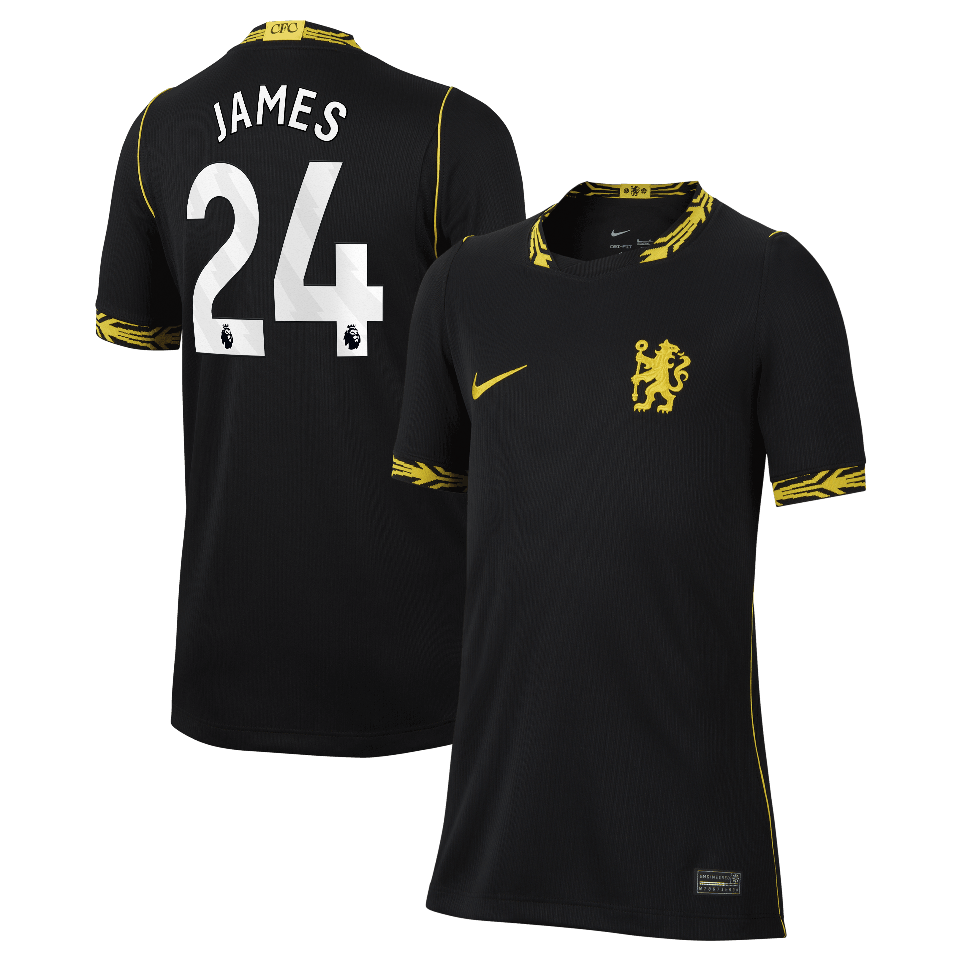 [SJH] Reece James Chelsea Youth 2026/27 Away Stadium Replica Jersey - Black