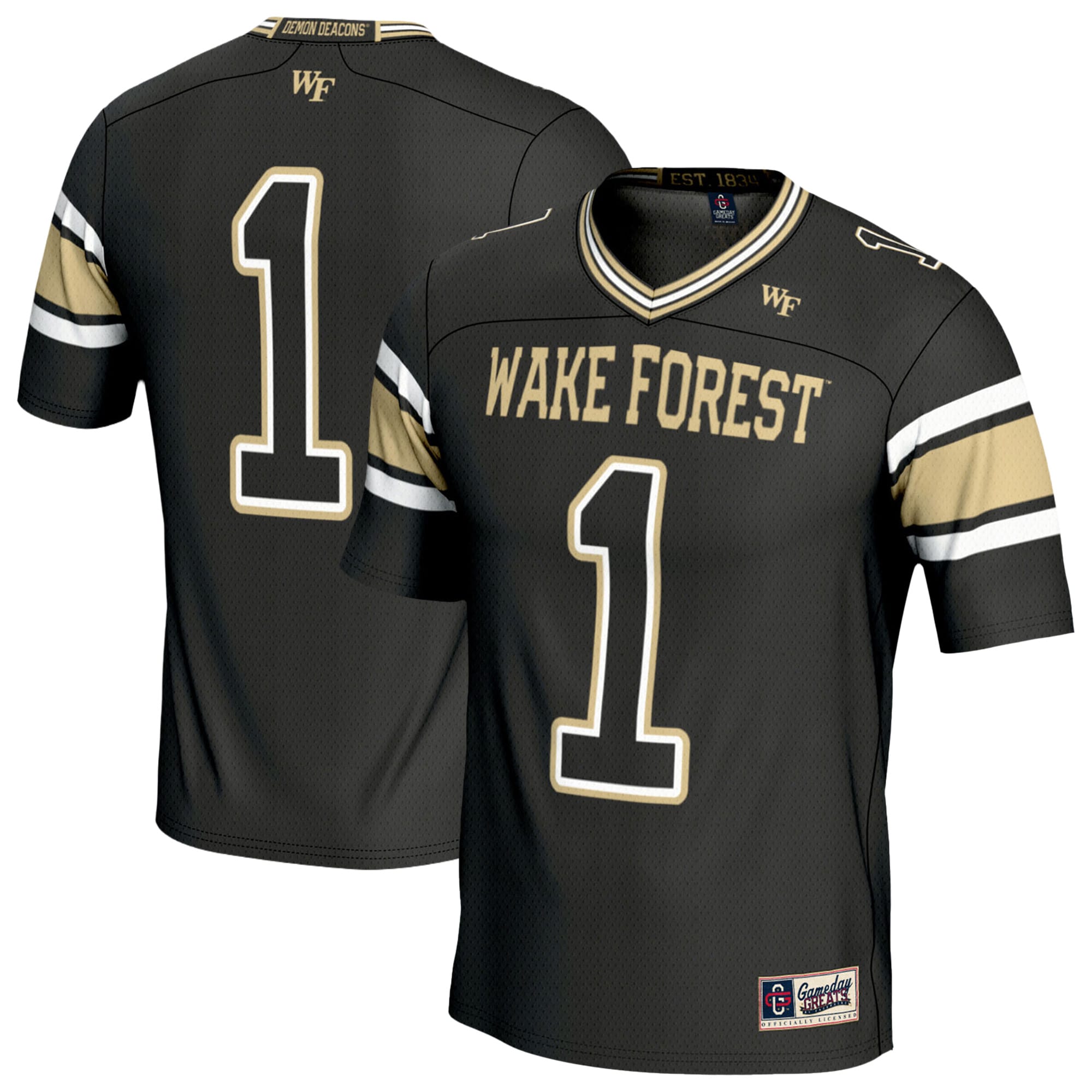 #1 Wake Forest Demon Deacons GameDay Greats Unisex Lightweight Football Fashion Jersey - Black
