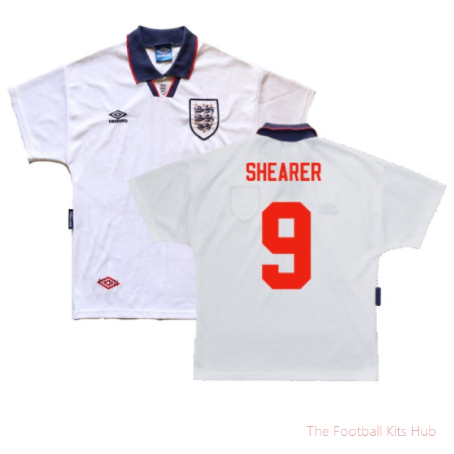 England 1993-1995 Home Shirt (XL) (Very Good) (Shearer 9)