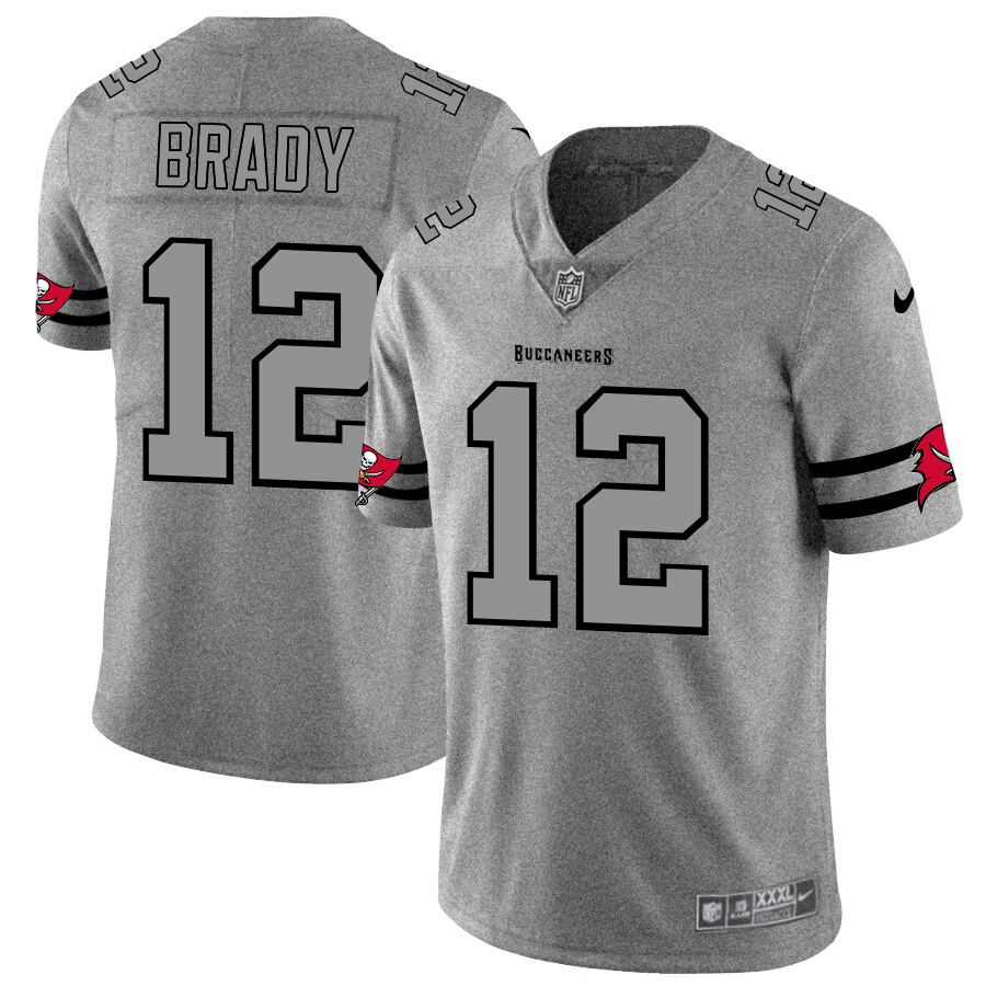 NFL T B Buccaneers #12 Tom Brady Gray Limited Jersey - Authentic Qu...