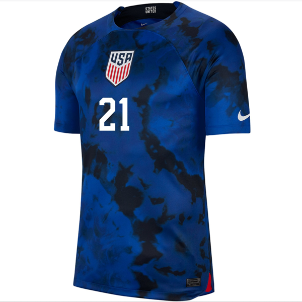 USA Timothy Weah 2022-2023 Away Jersey –  Player Version S
