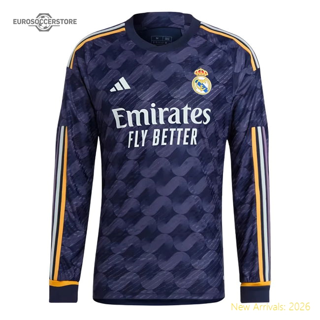 2023-2024 Real Madrid Authentic Long Sleeve Away Jersey