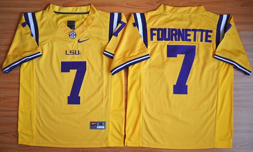 Men's LSU Tigers LA Gold 2015 stitched Fournette Gold #7 team