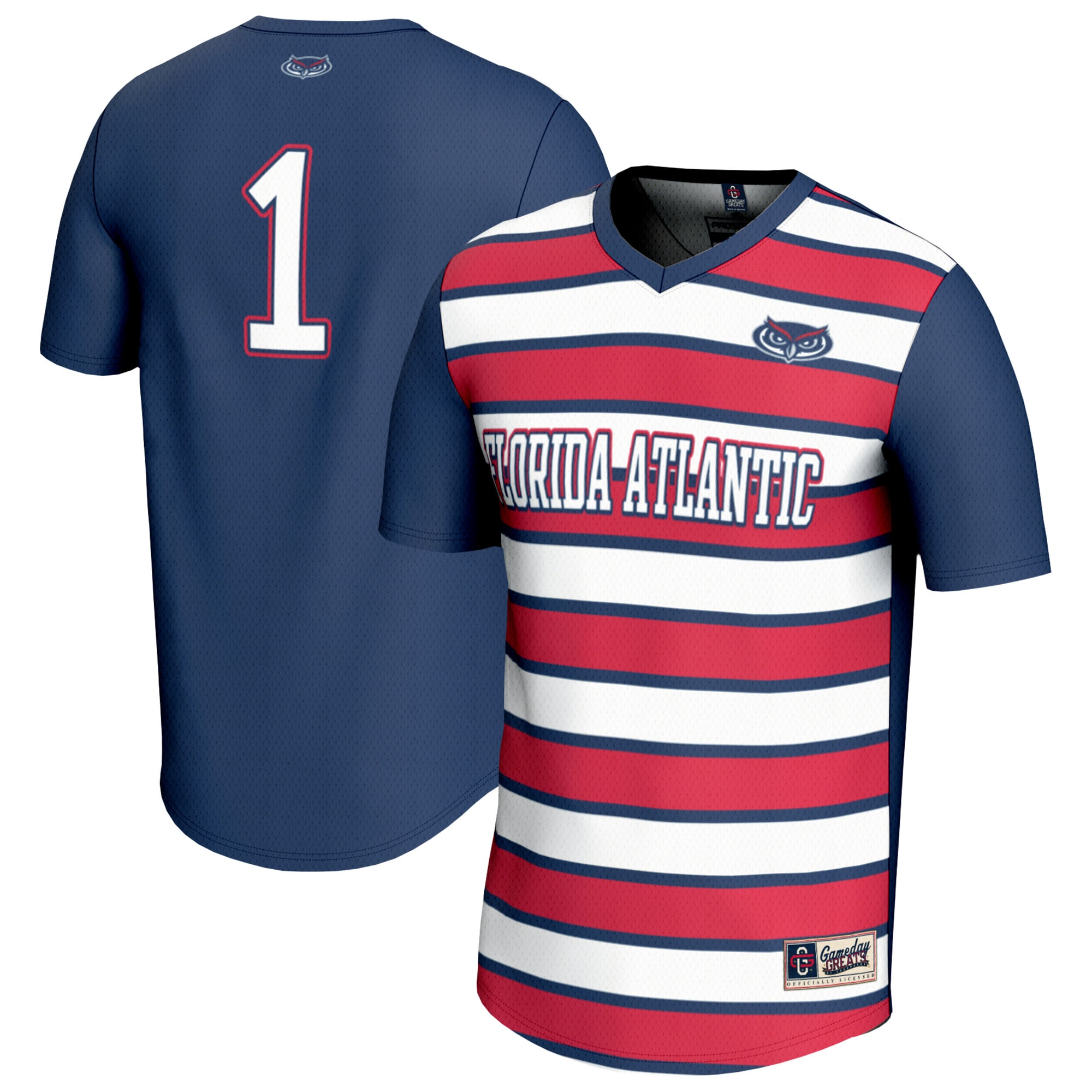 [LK] Florida Atlantic Owls GameDay Greats Youth Lightweight Collegiate Soccer Fashion Jersey - Navy/Red