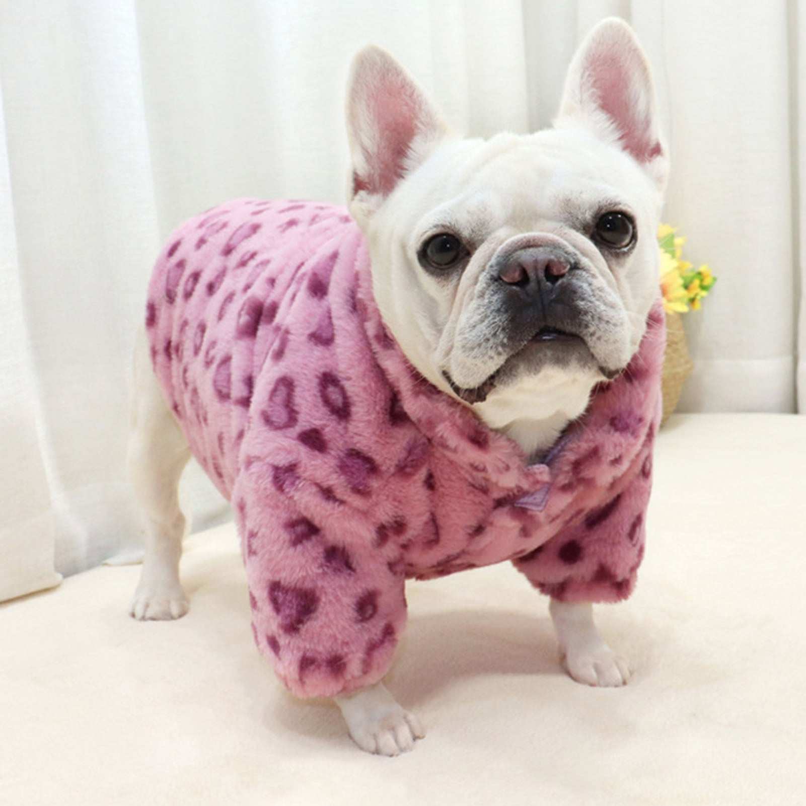 French Bulldog Cozypaws Frenchie Soft Fleece Leopard Jumpsuit Durable Dog Item