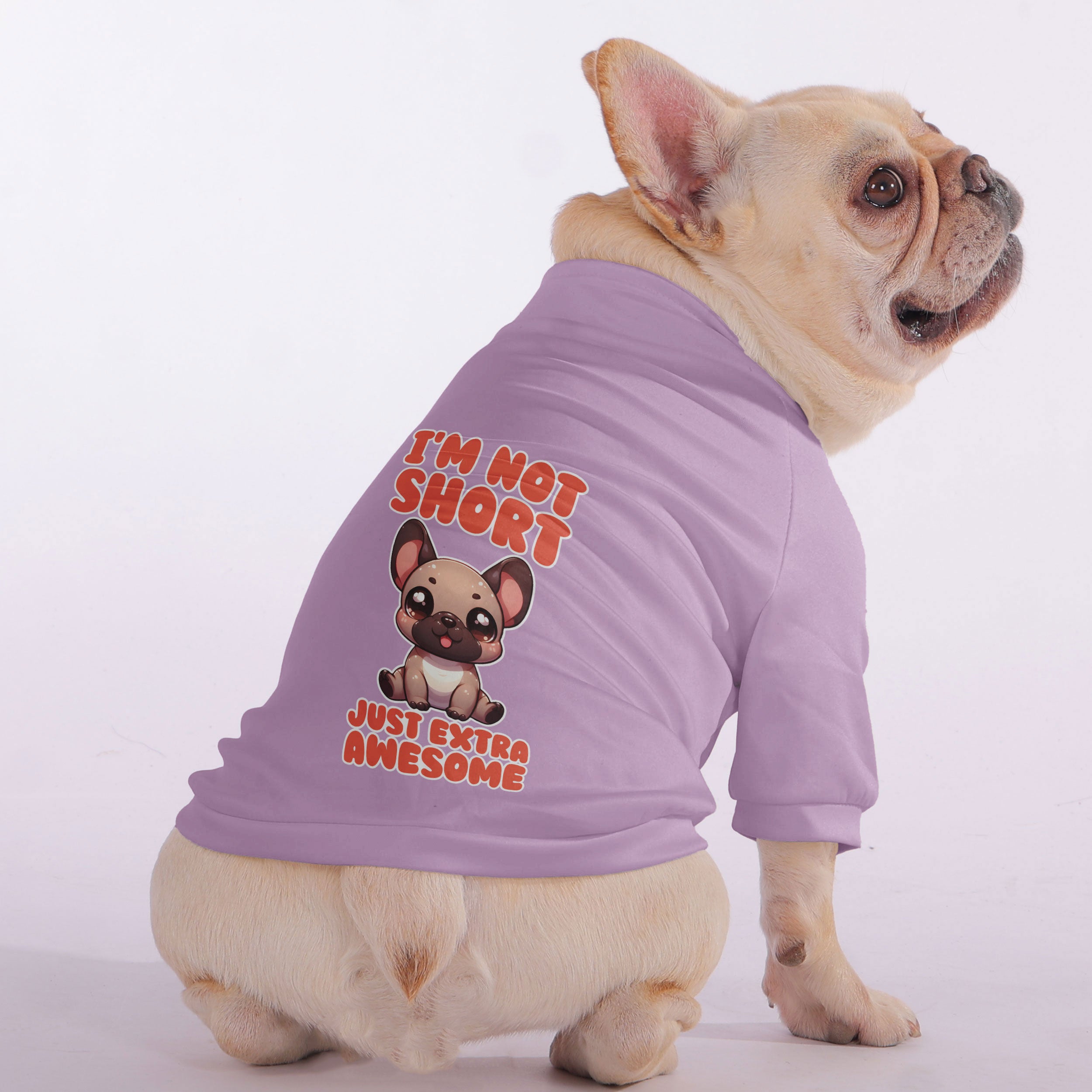 I'm Not Short, Just Extra Awesome - Snuggly Zip-Up Sweatshirt for French Bulldogs