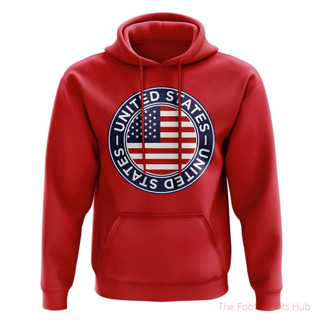 Men USA Football Badge Hoodie (Red)