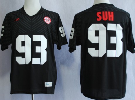 Men's None Black 2013 embroidered Ndamukong Suh #93 moisture wicking