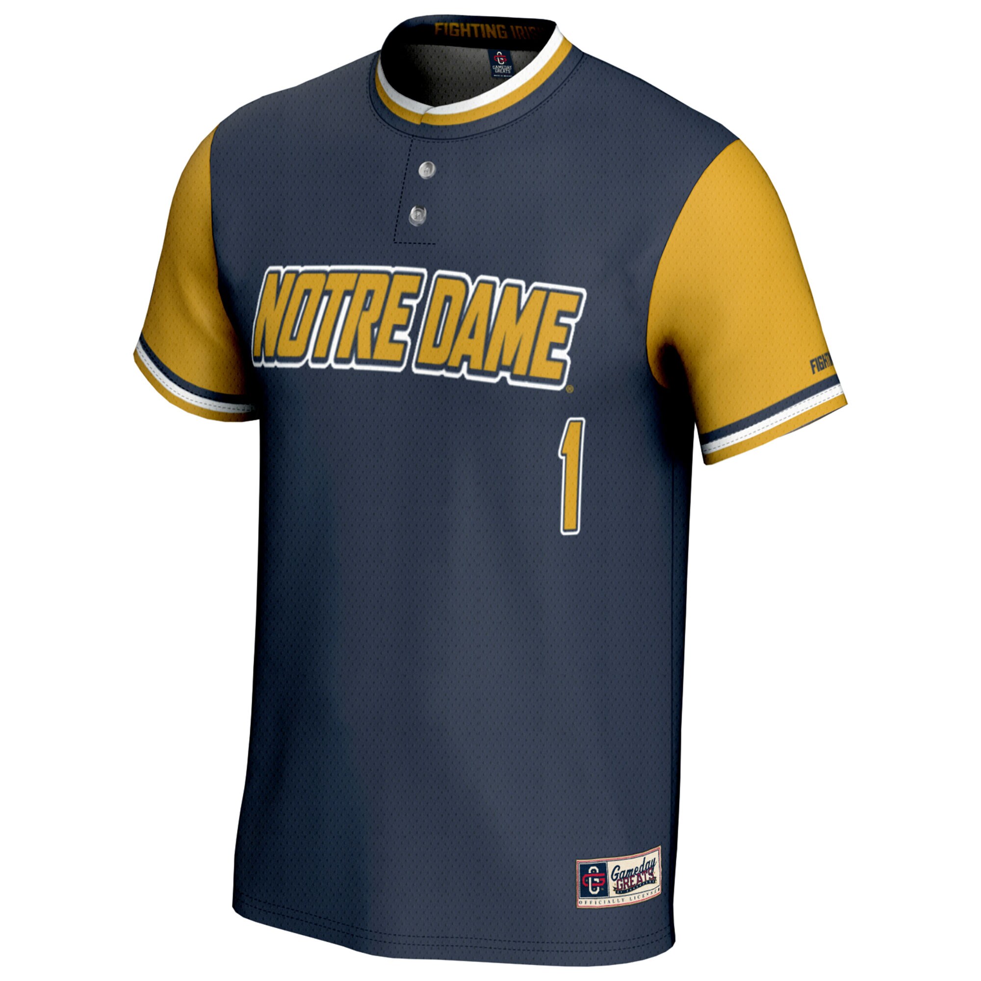 [DDG] Notre Dame Fighting Irish GameDay Greats Youth Softball Lightweight Fashion Jersey - Navy/Gold