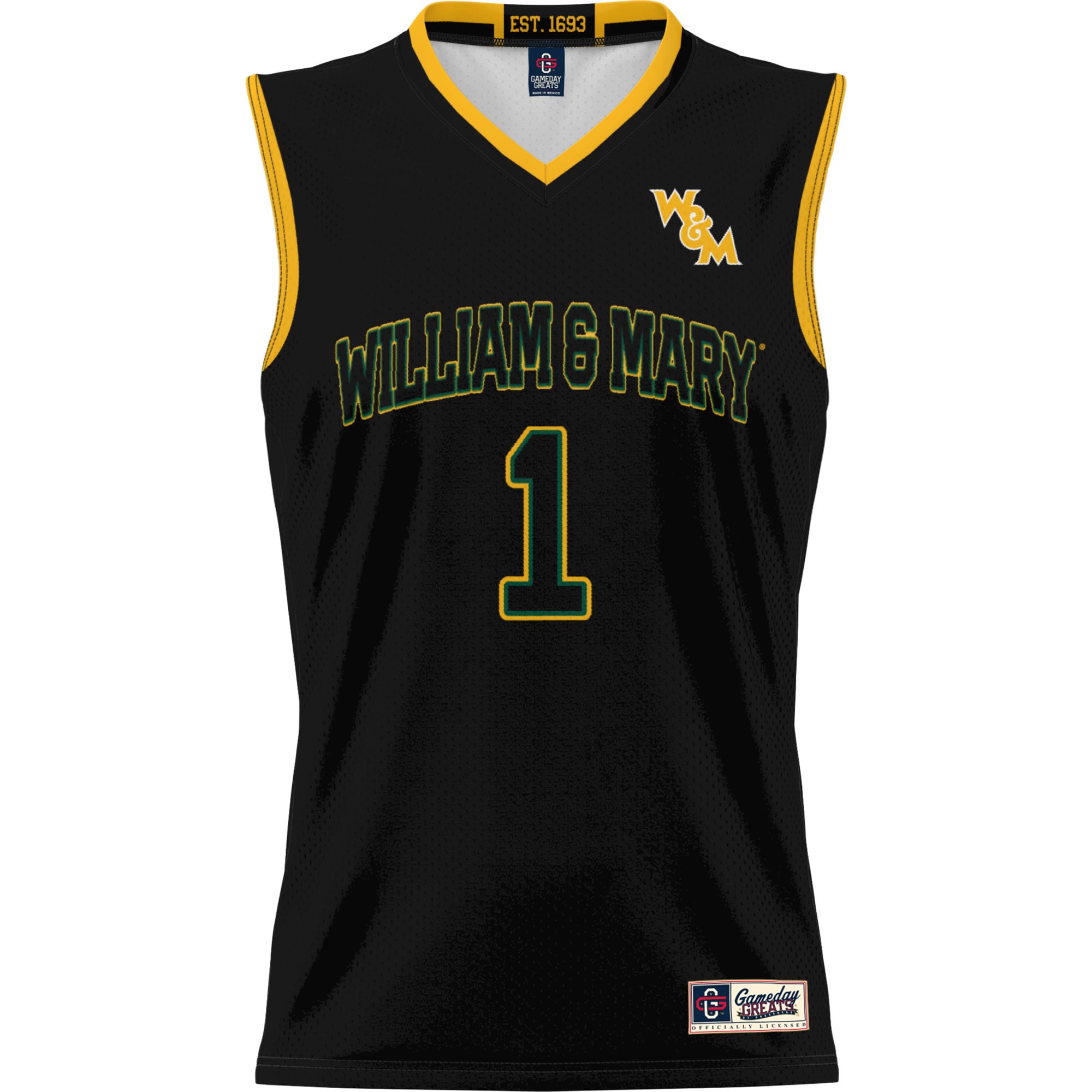 #1 William & Mary Tribe GameDay Greats Unisex Lightweight Basketball Jersey - Black