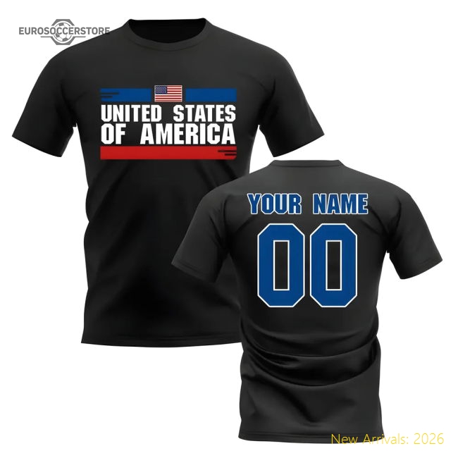 Personalised United States Fan Football T-shirt (black)