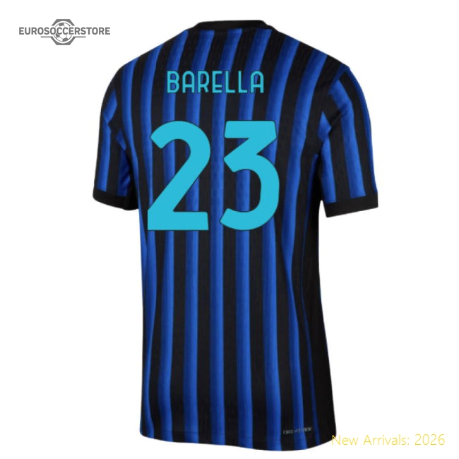 Fan-Favorite 2025-2026 Inter Milan Home Authentic Dri-Fit Adv Shirt (Barella