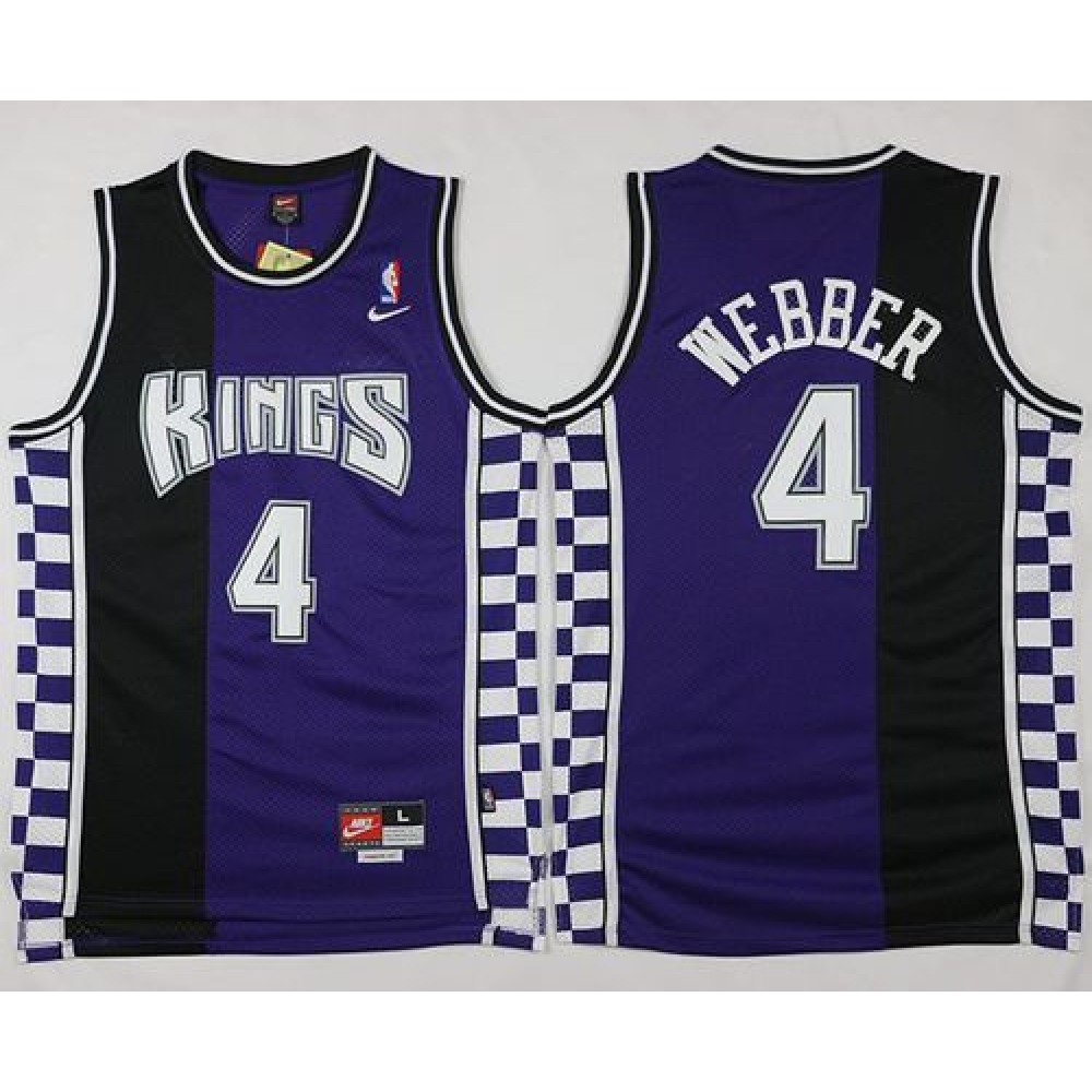 Kings #4 Chris Webber Purple/Black Throwback Stitched NBA Jersey