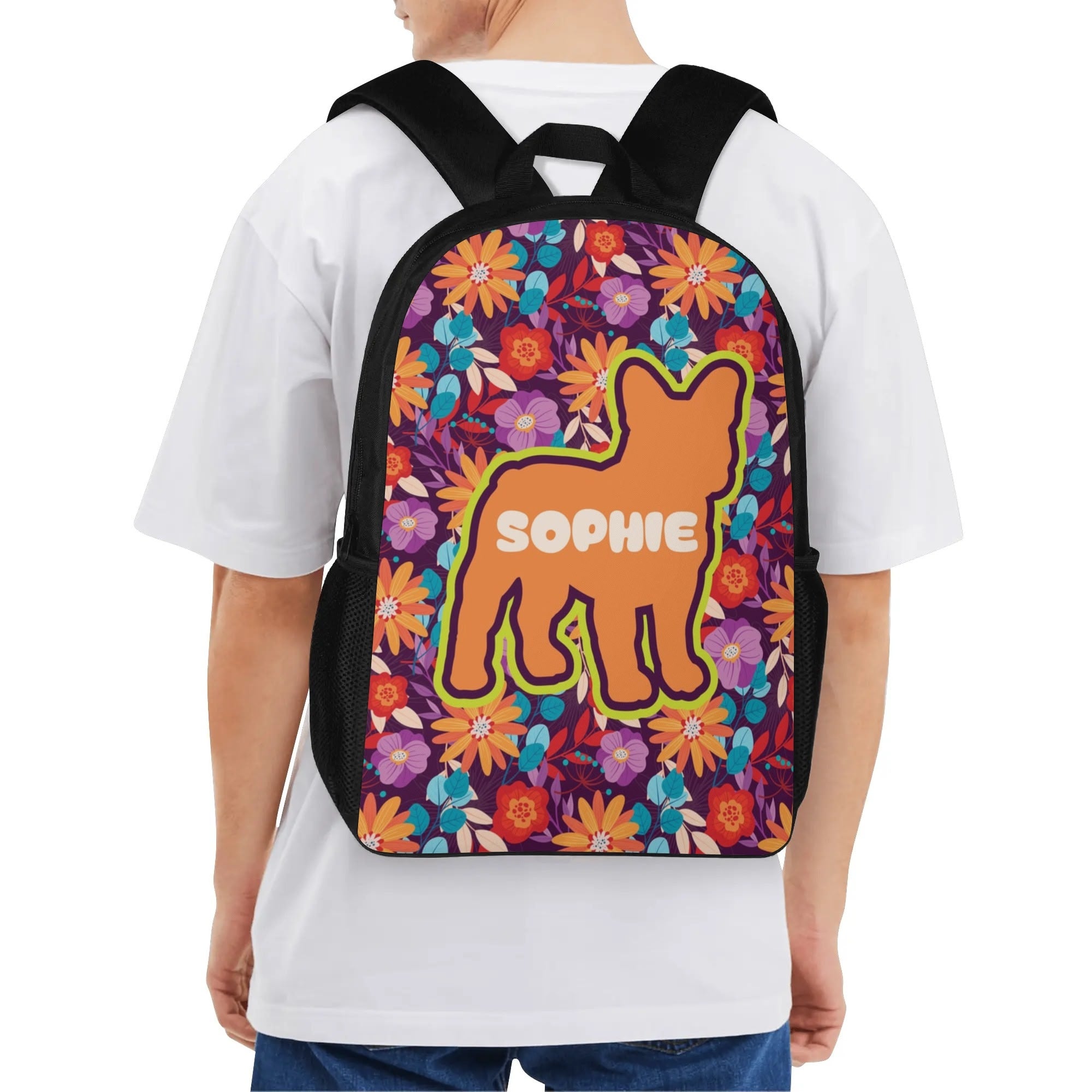 French Bulldog 17 Inch School Backpack With Custom French Bulldog Name Durable Dog Item