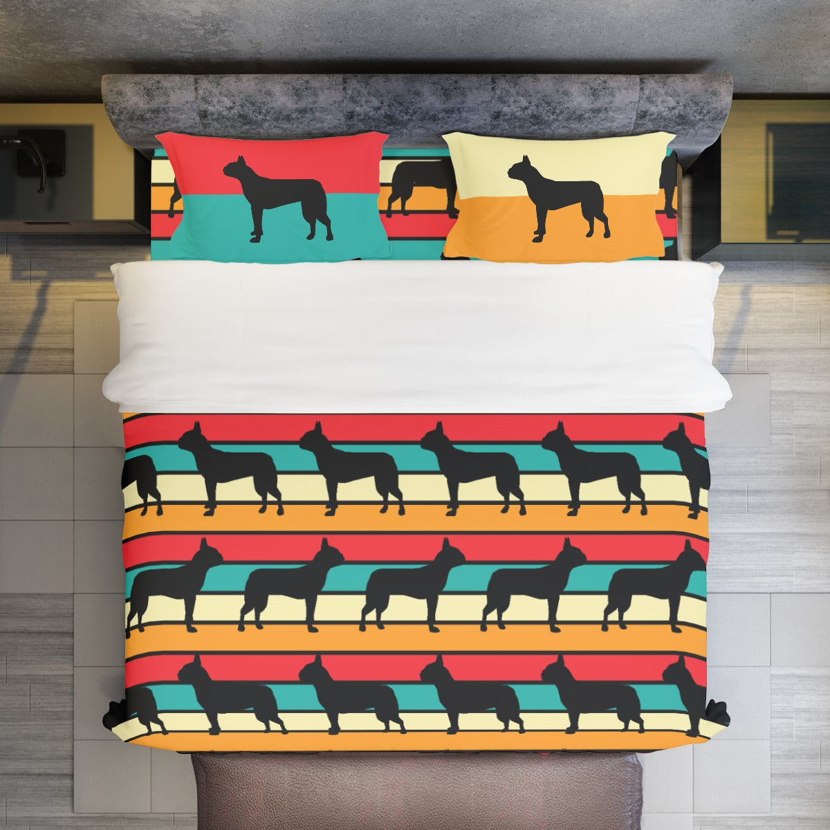 French Bulldog Ella Duvet Cover Set For Boston Terrier Lovers Durable Dog Item