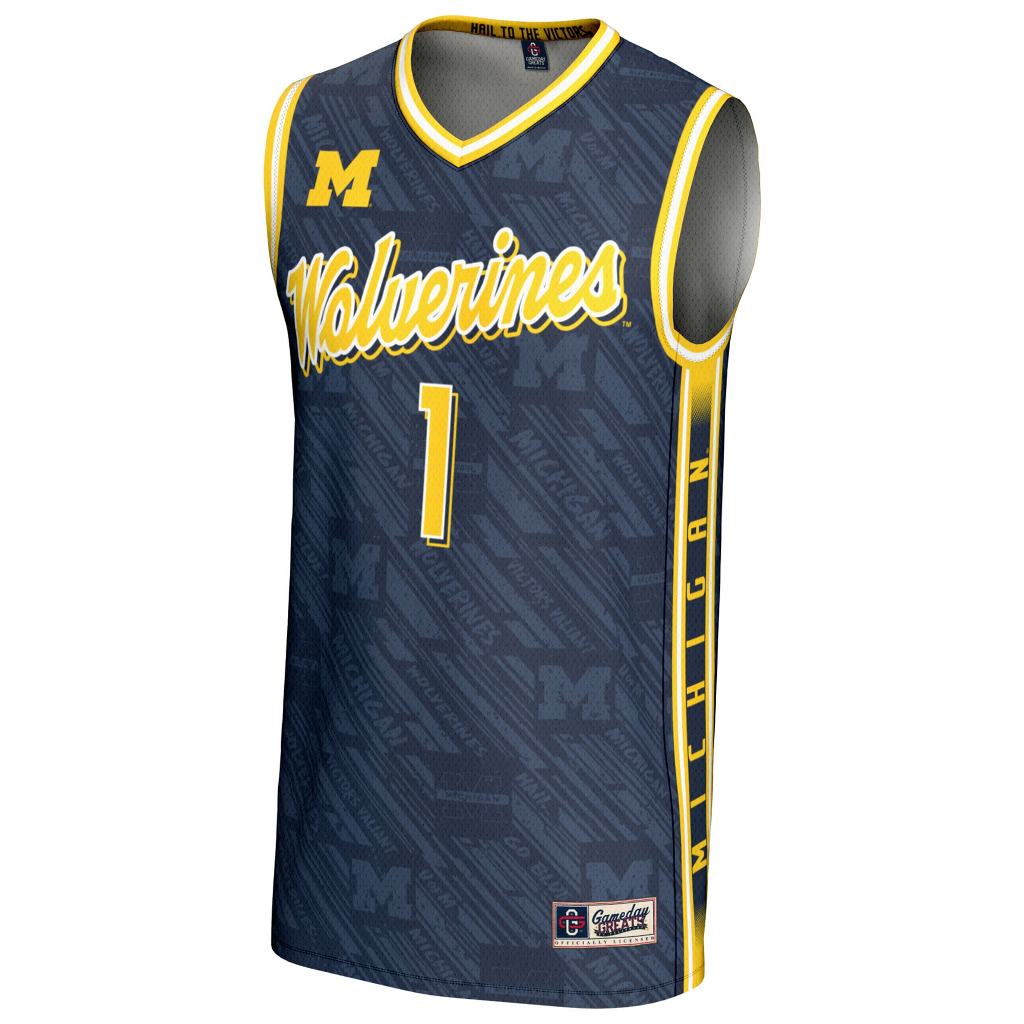 [DDG] Michigan Wolverines GameDay Greats Unisex Highlight Print Lightweight Basketball Fashion Jersey - Navy