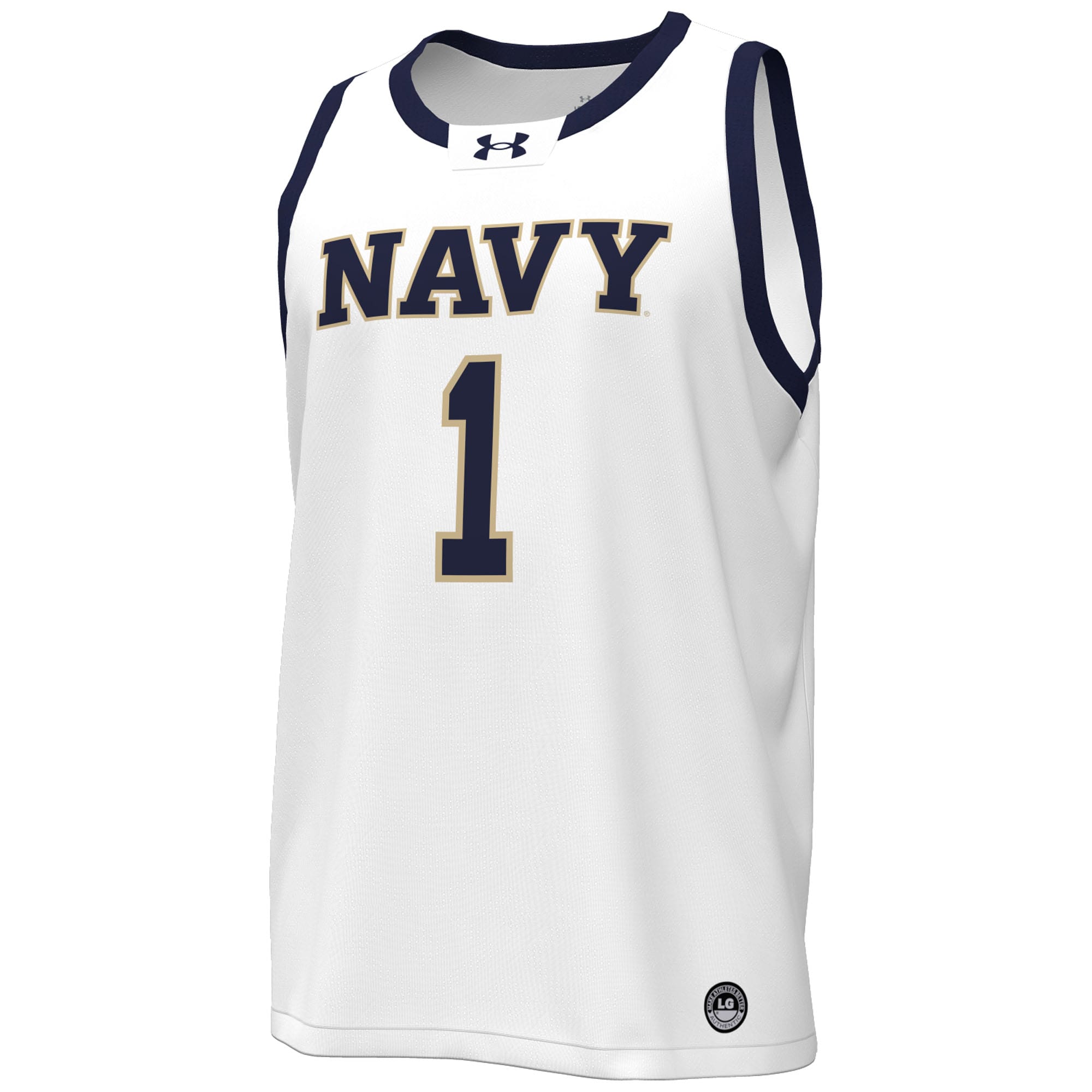 [DDG] Navy Midshipmen #1 Replica Basketball Jersey - White