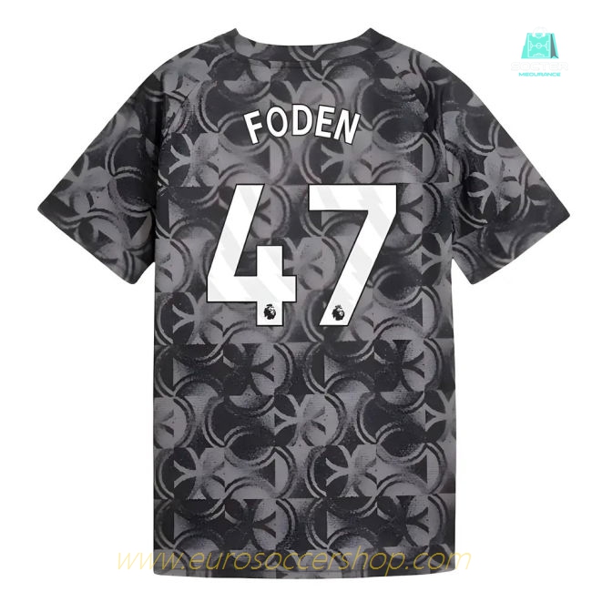 2025-2026 Man City Warm Up Jersey (Black) - Kids (Foden 47)