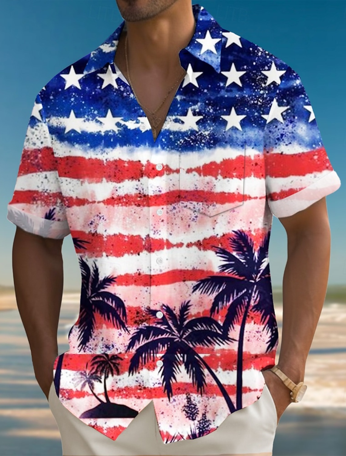 Independence Day Men's American US Flag 4th of July U.S. 250th Anniversary Patriotic Shirt Summer Shirt Button Up Shirt Short Sleeve Fashion Casual Holiday Summer Spring Turndown 3D Print Collared